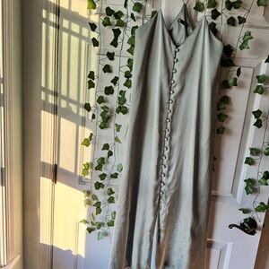 Elegant Sage Green Button-Down Dress